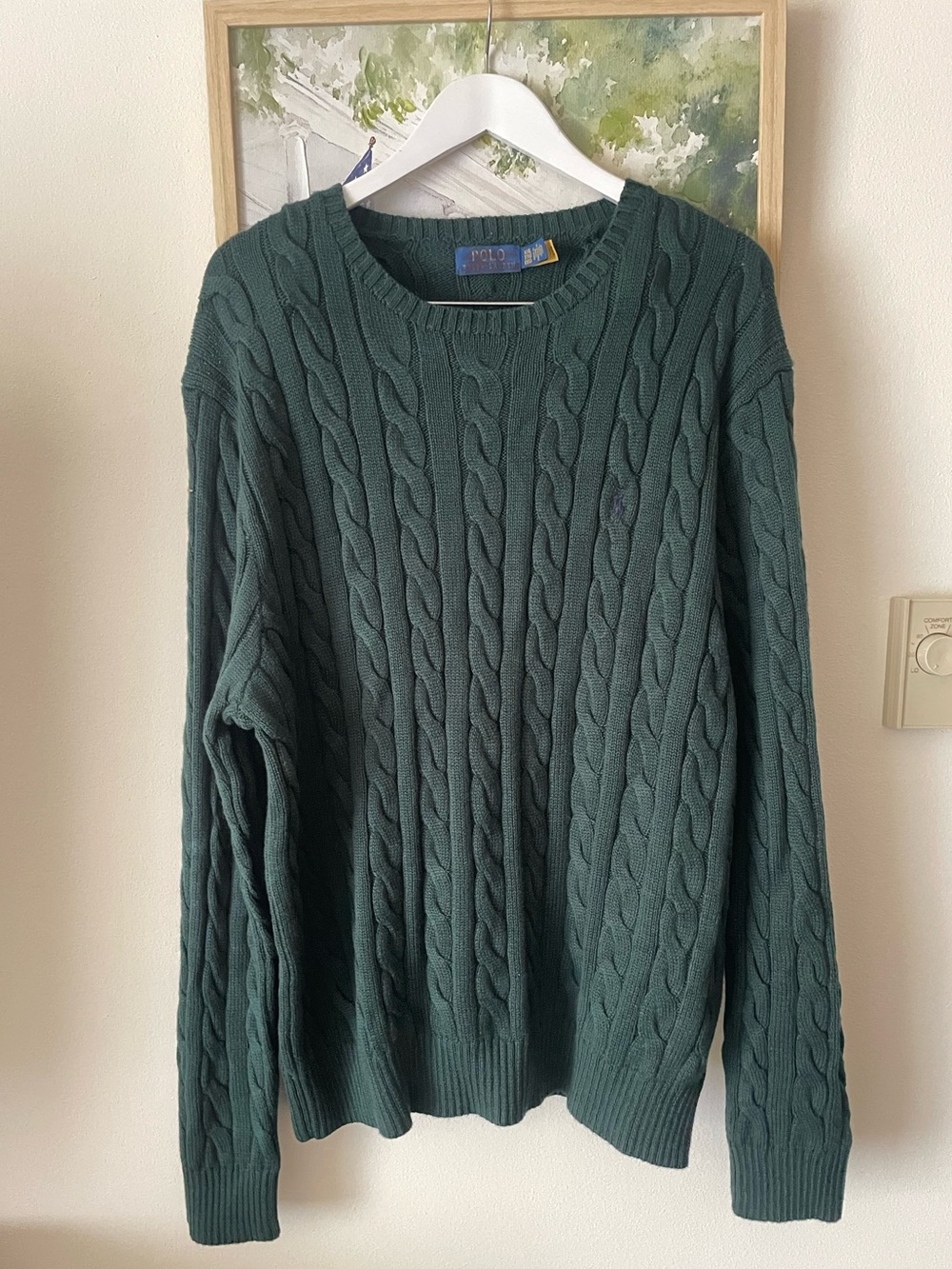 Polo Ralph Lauren Cable Knit Crewneck Sweater Forest Green Mens XXL